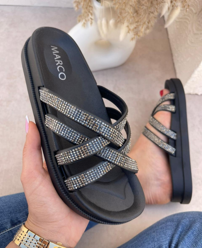 Mules avec Motifs Diamonds
